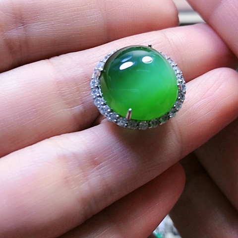 和田玉戒指银S925镶嵌