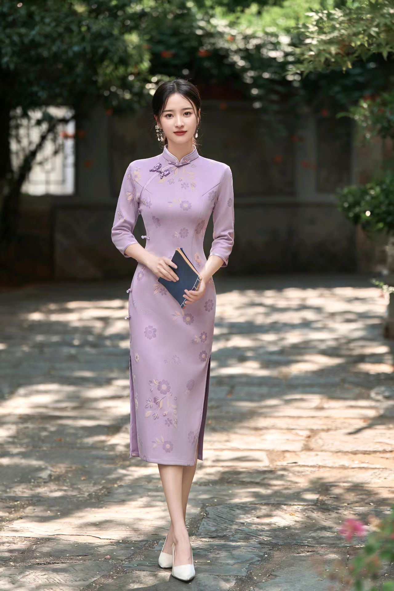 芳華 春秋新款国风新中式复古修身旗袍裙温婉典雅，A102865