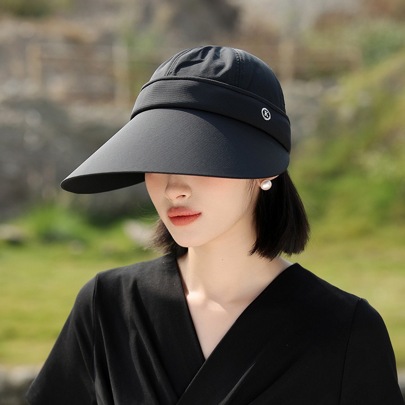可折叠透气空顶骑行渔夫帽女夏季义乌女鸭舌帽女显脸小大高级帽子