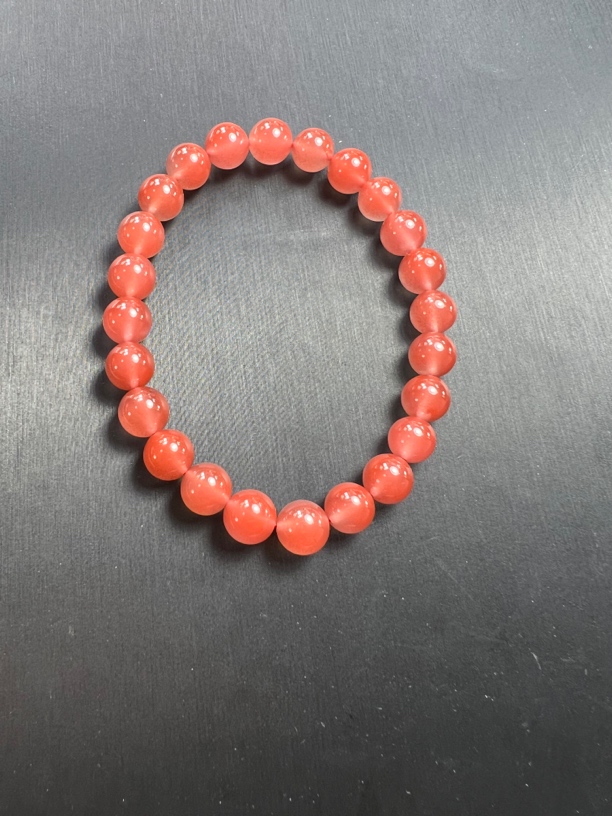 保山天然原矿南红冰粉手串8mm