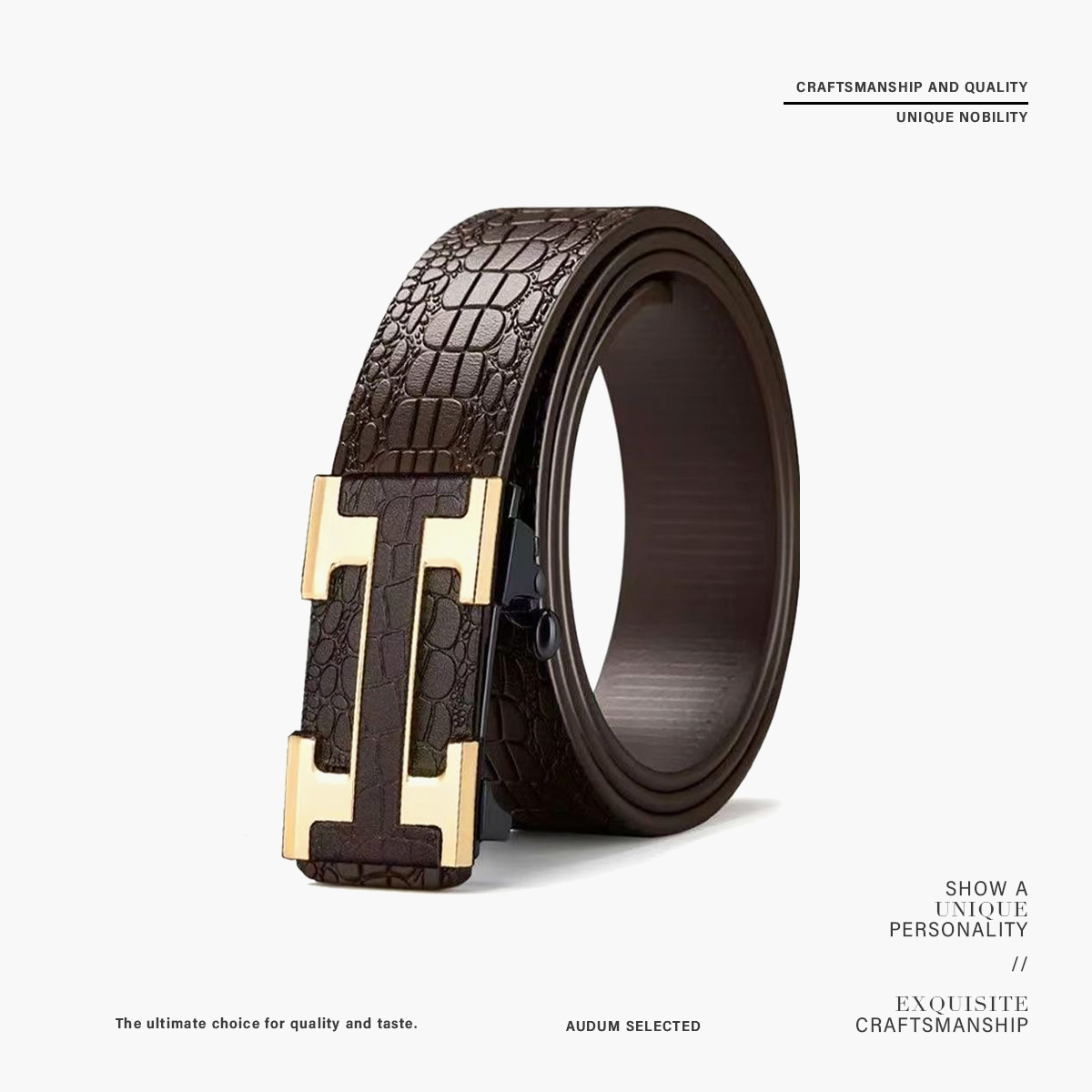 斯洛伊新款男士皮带无牙内穿自动扣腰带商务百搭韩版潮字母扣-5