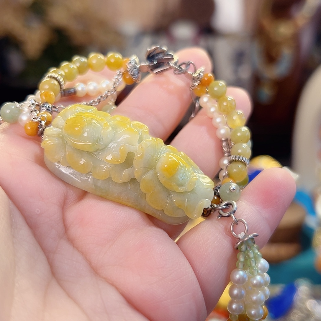 翡翠未镶嵌手链国风