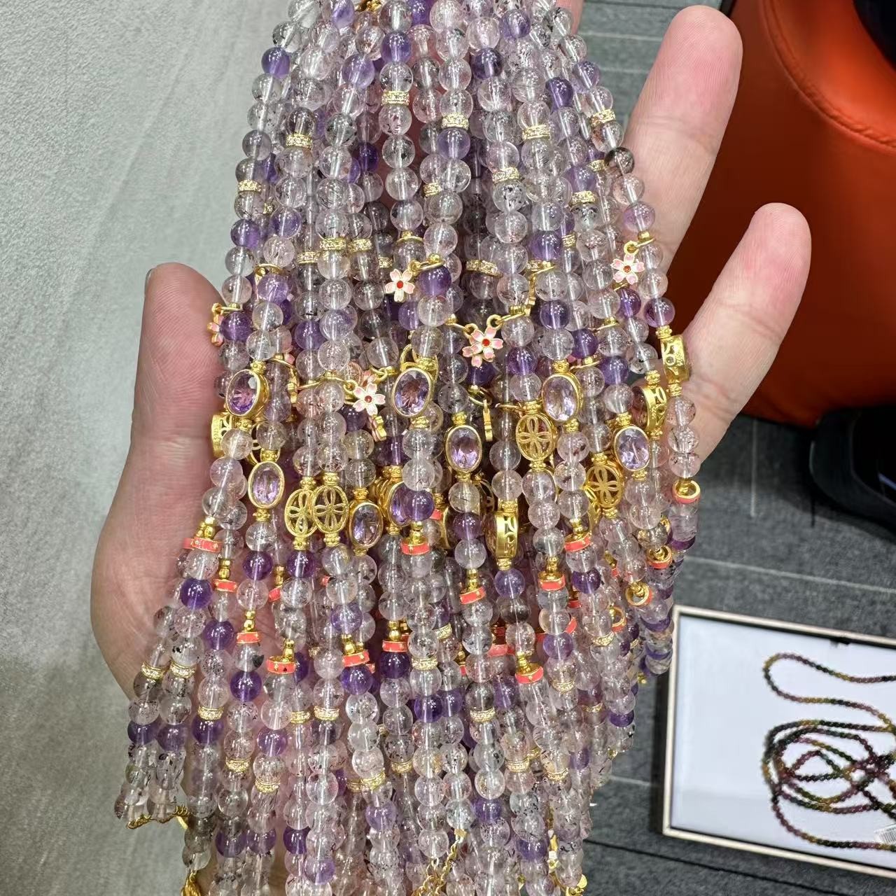 天然水晶 超七S925银手链4mm+/HTC493-01/多样性发一件