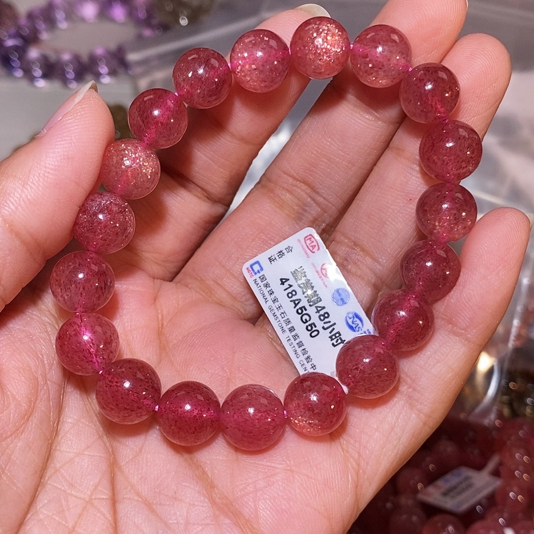 水晶手链未镶嵌阿*红草莓10m