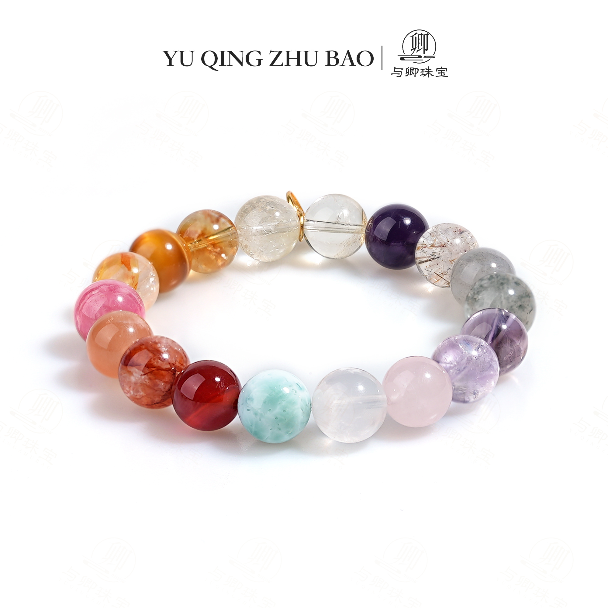 【十八籽】与卿 红纹石+金发晶+黄塔晶+太阳石+海纹石+红玛瑙