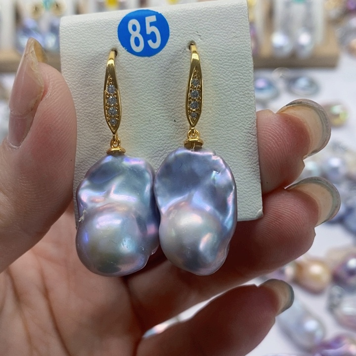 银S925镶嵌耳饰淡水珍珠