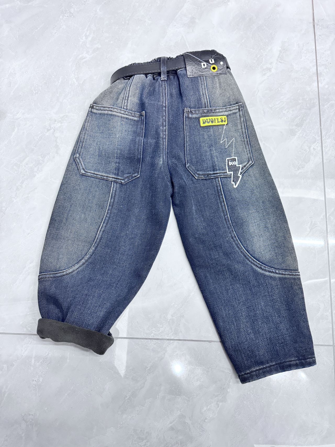 韩系男女童加绒牛仔裤