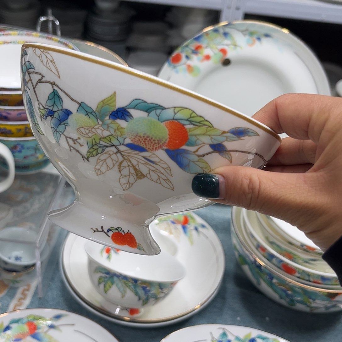 瓷片荔枝六寸面碗两个