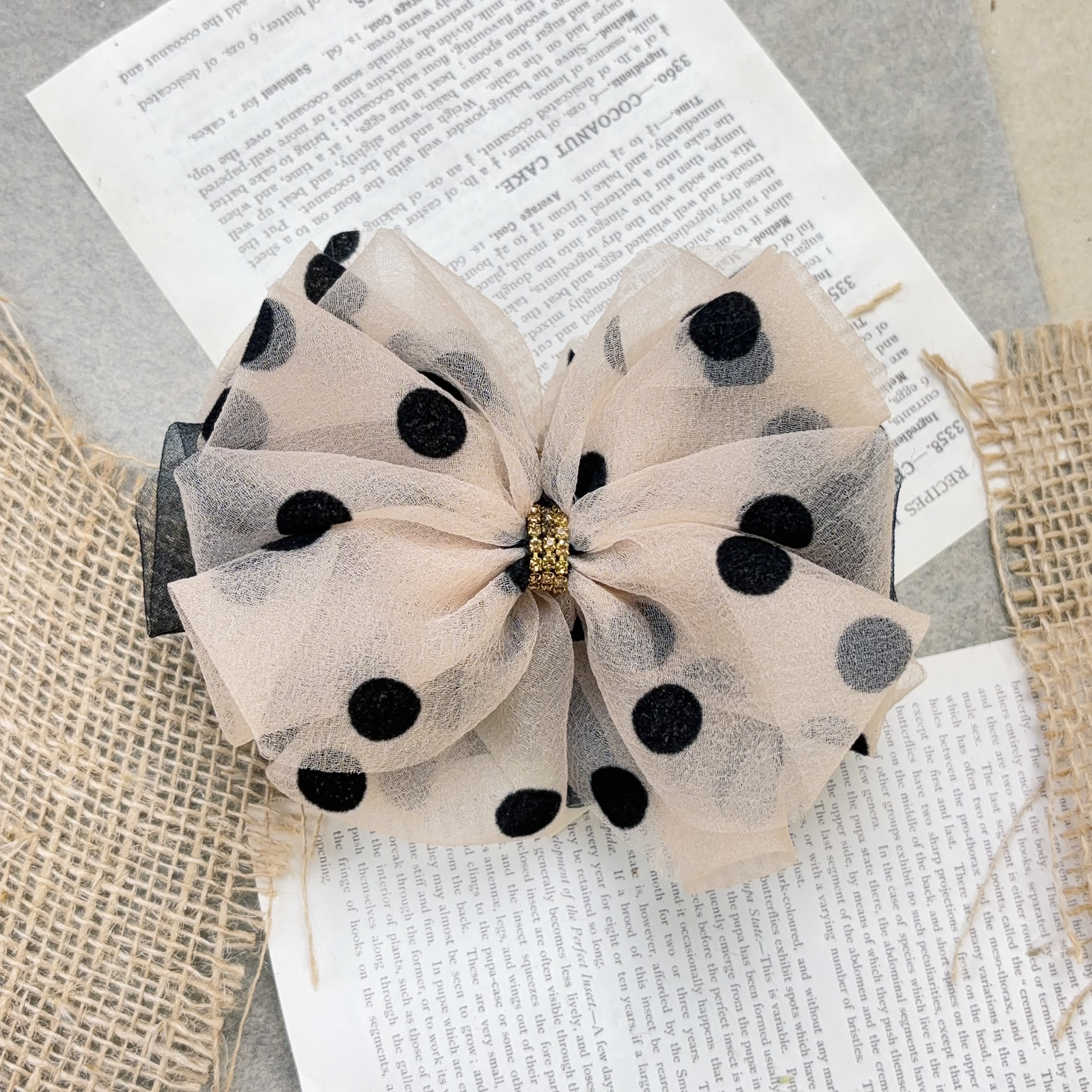 韩国 东大门饰品发饰 波点香蕉夹