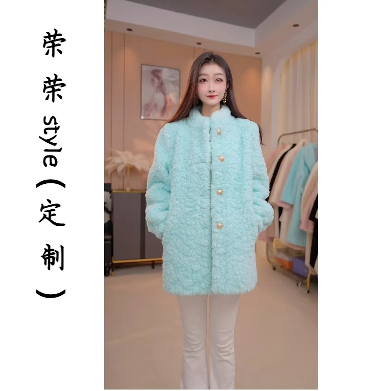 秋冬加厚中长款羊羔绒外套