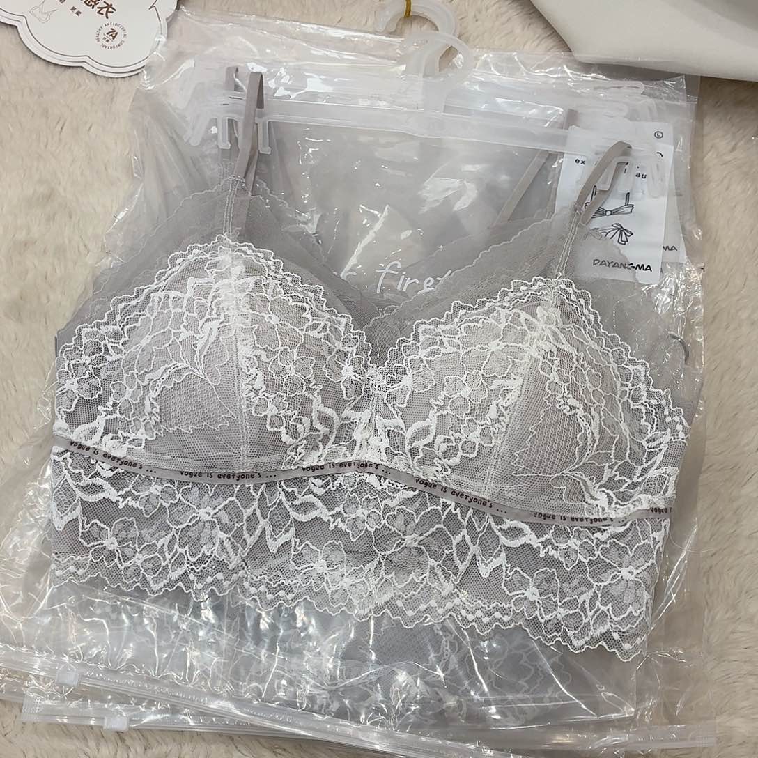 棉灰色蕾丝字母美背小码，90-115斤