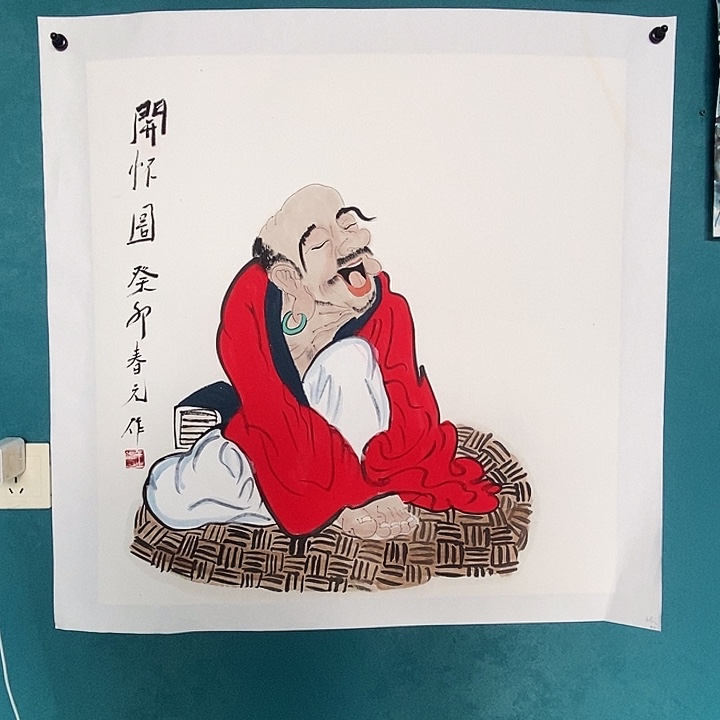 国画微瑕 四尺斗方手绘人物