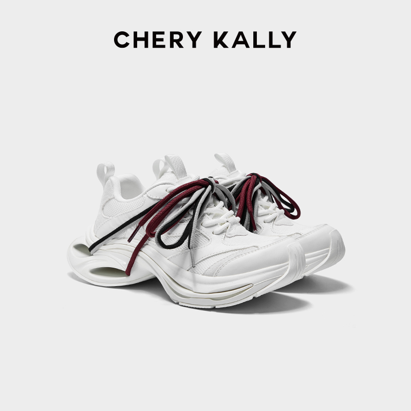 CHERY KALLY女士真皮运动鞋老爹鞋潮流潮鞋增高系带厚底961LD5108