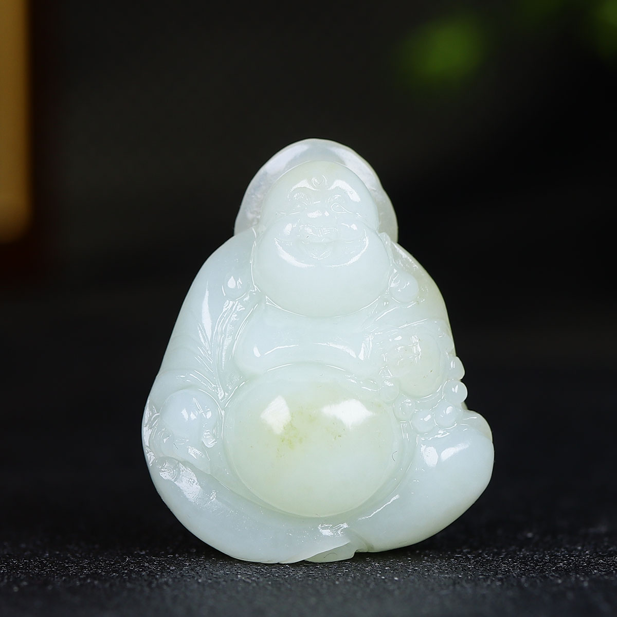 120563和田玉糖白玉弥勒佛挂件