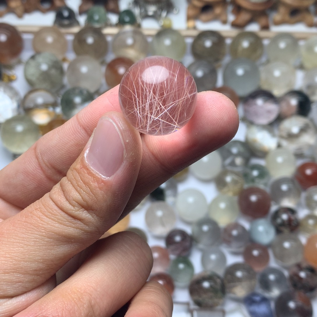 水晶珠宝半成品未镶嵌翟*发晶球