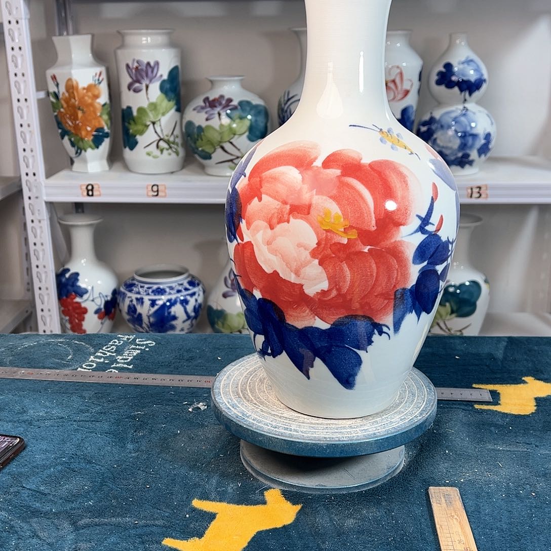 摆件景德镇陶瓷棒红牡