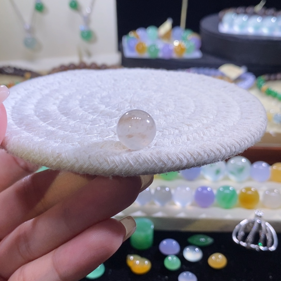 翡翠未镶嵌颈饰高冰茶珠卡12