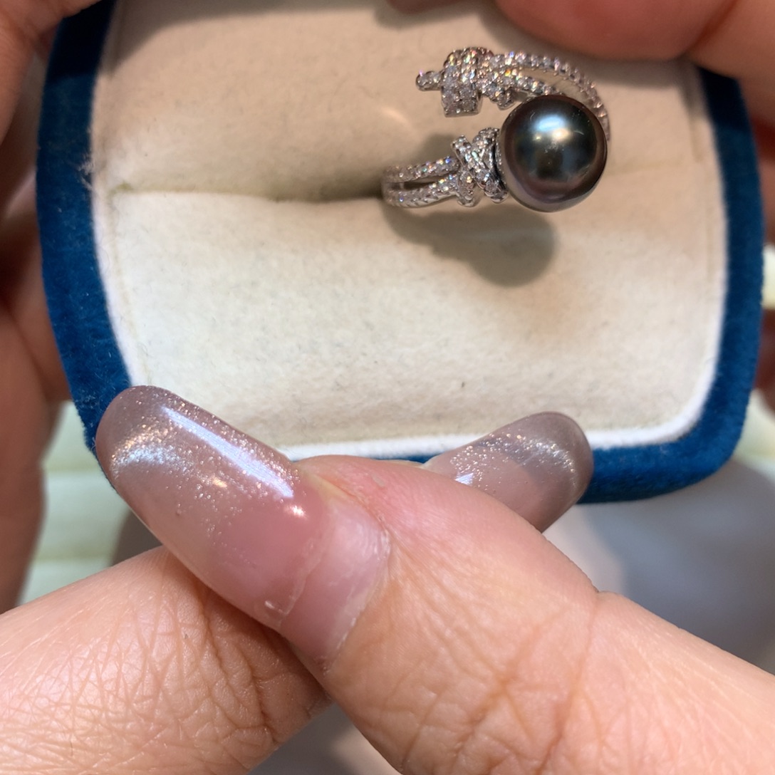 海水珍珠戒指银S925镶嵌