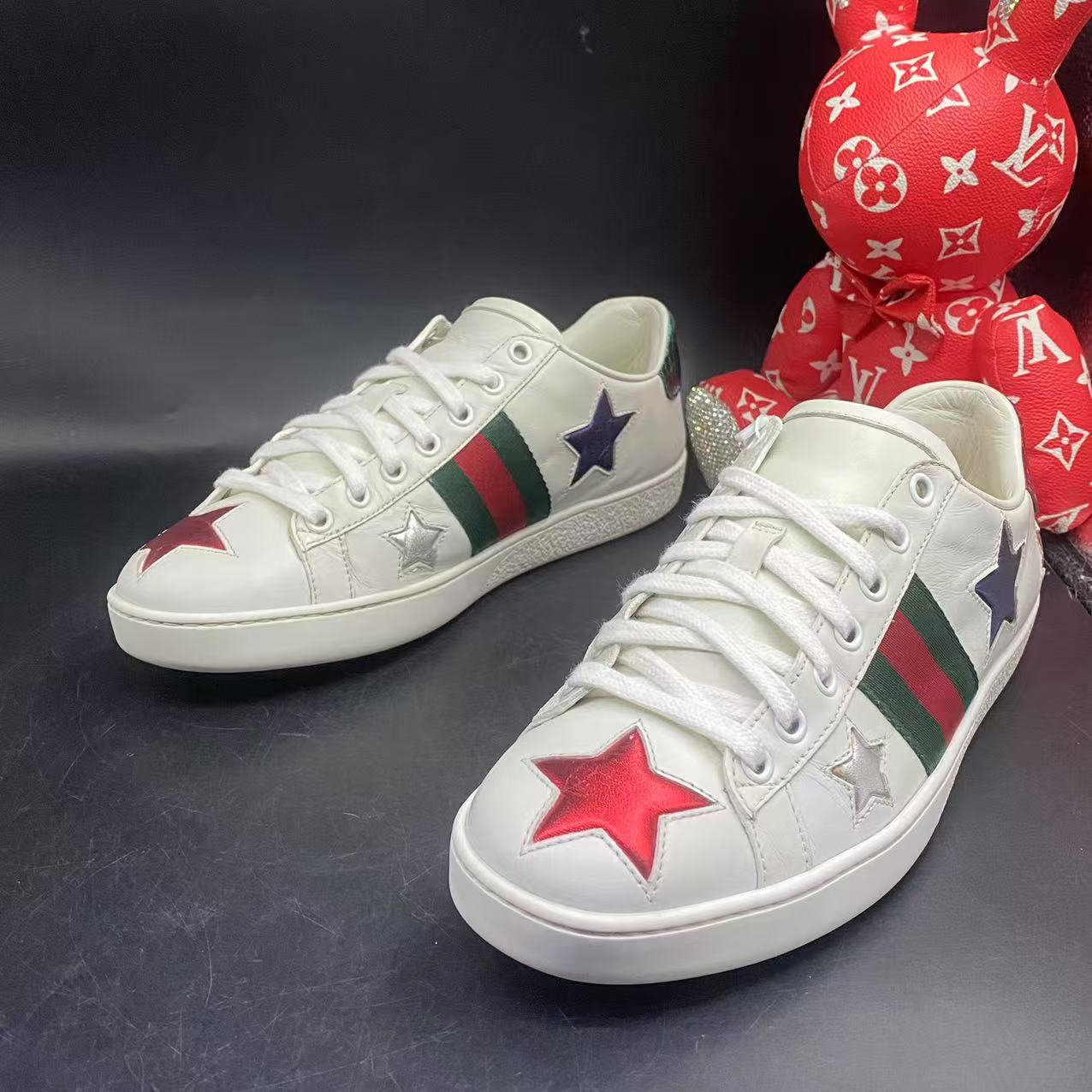 95新 GUCCI/古驰 【聚星福利】休闲ACE系列白色五角星板鞋38欧码