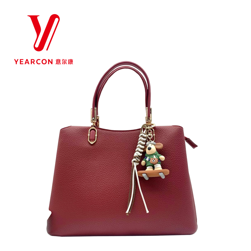 意尔康女包2025秋季新款双根手提包手拎包百搭酒红色妈妈包28148