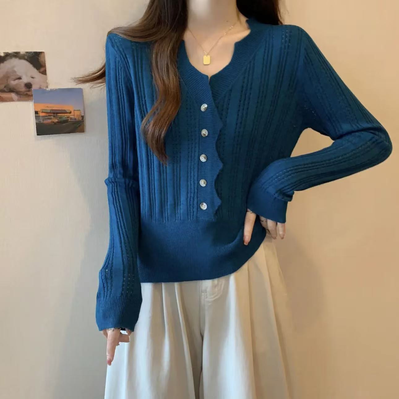 【杭州•意法】NN133-时尚女装设计感针织衫法式气质显瘦洋气百搭