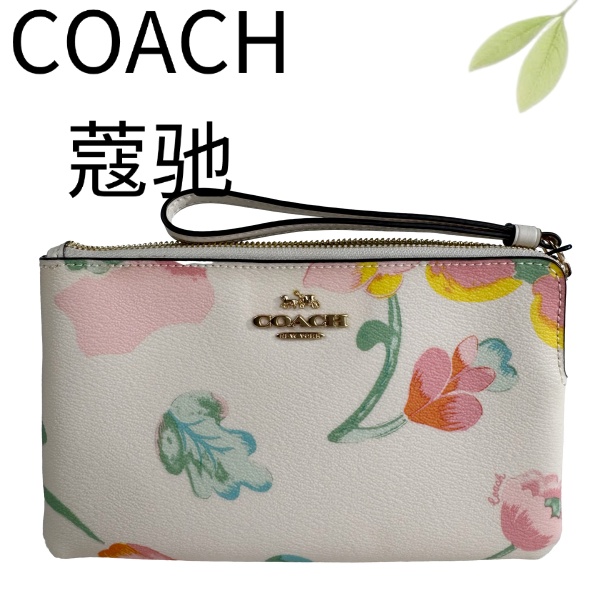 99新 COACH/蔻驰 白色印花手拎包G25117375底长20X11