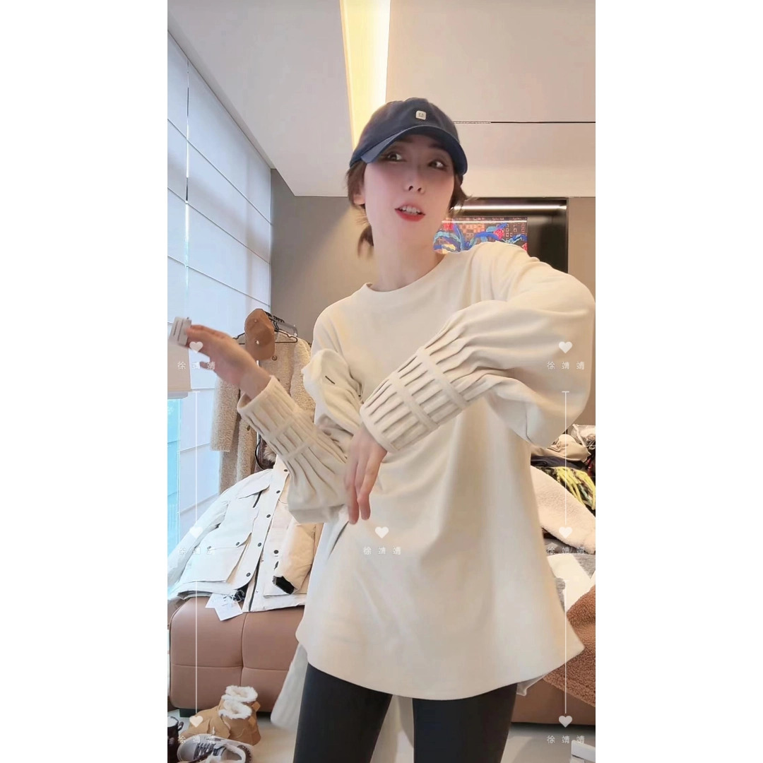 XJJ-宽松秋冬设计款纯色百搭上衣打底衫