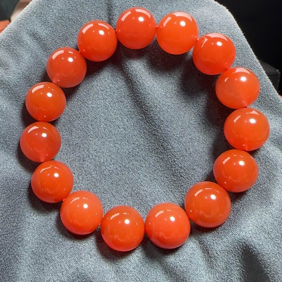 南红玛瑙13柿子红单圈未镶嵌