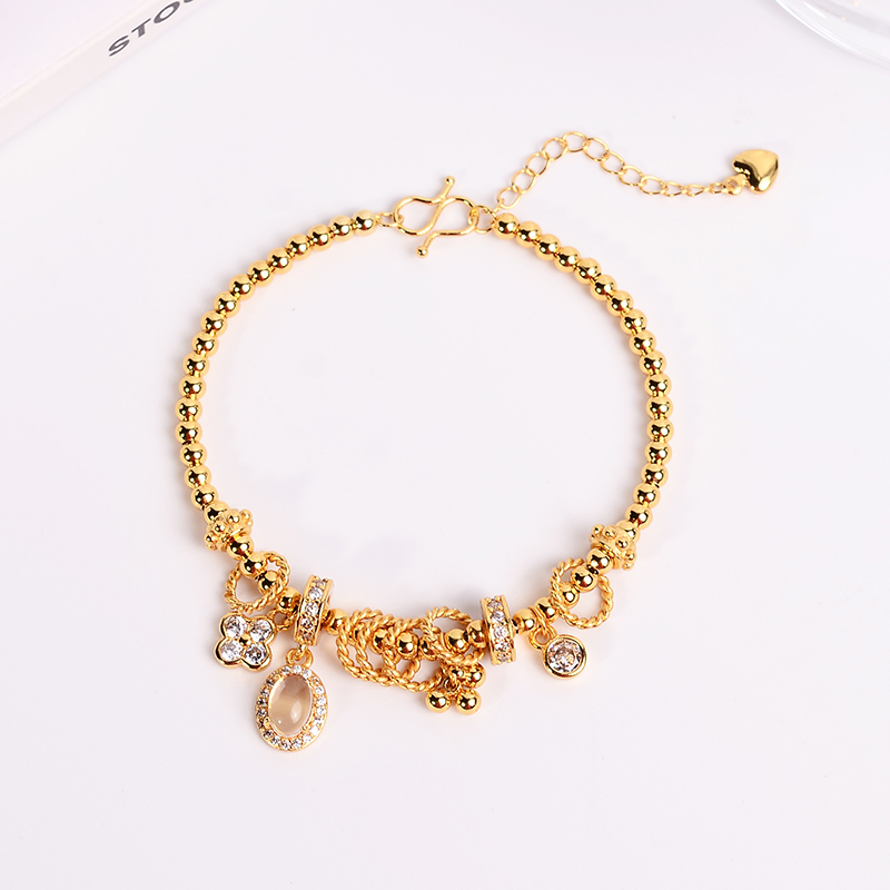 铜合金手链  定制款龙心盘缠手链女小众高级感叠戴花朵手饰