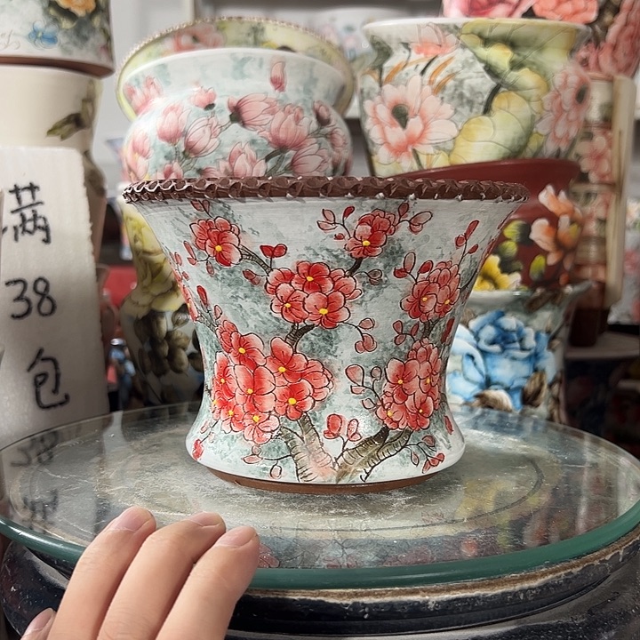 景德镇手绘花盆满38包邮偏远地区除外
