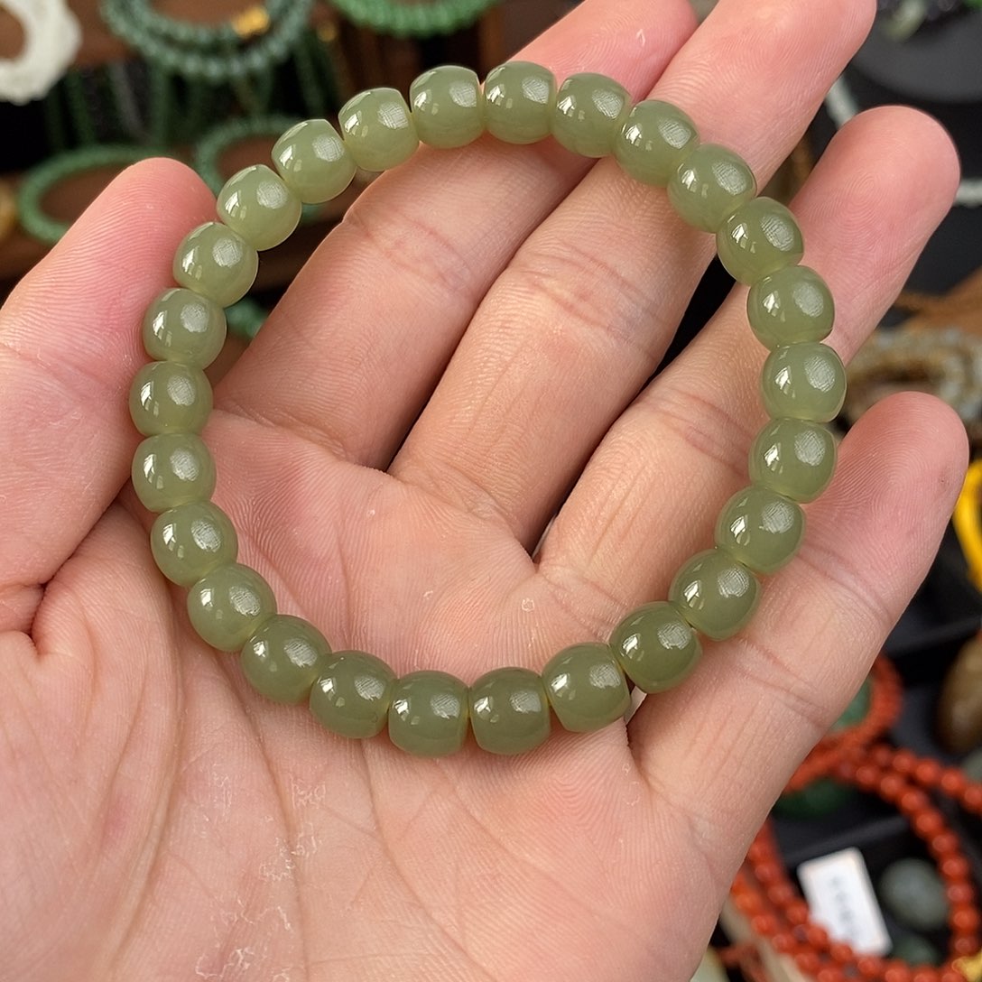 和田玉手串未镶嵌冰黄口手串