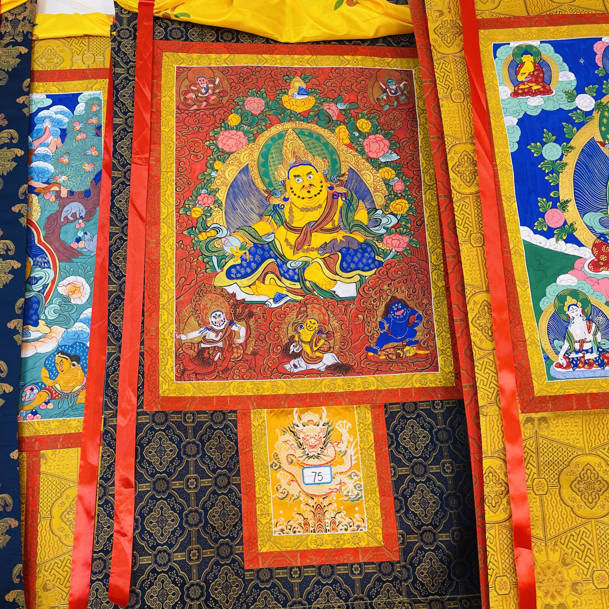 热贡精品唐卡黄财神手绘75