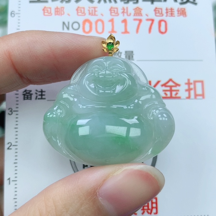 翡翠颈饰18K金镶嵌纯天然翡翠a货