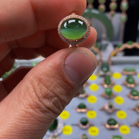 和田玉（碧玉）戒指银S925镶嵌