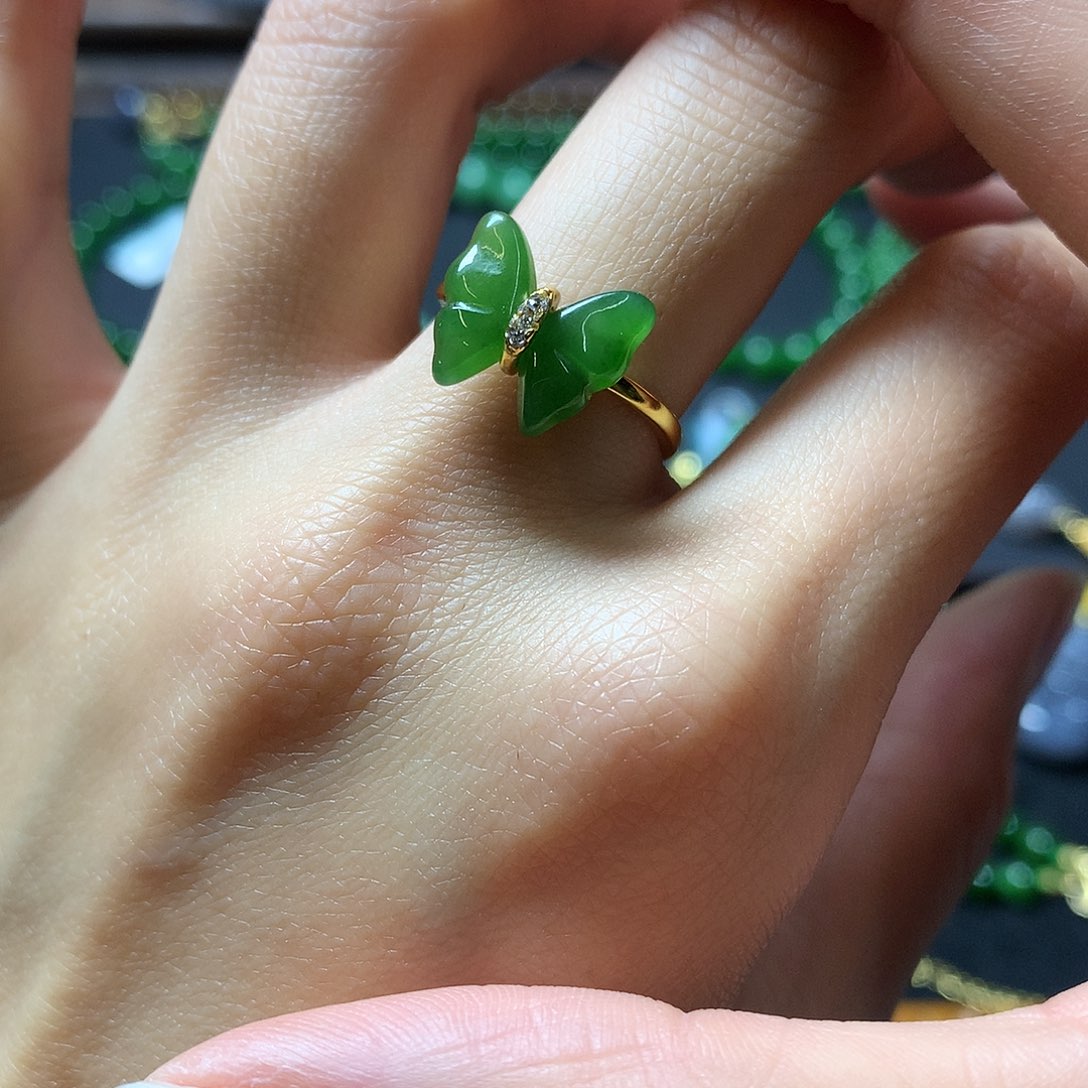 和田玉戒指银S925镶嵌