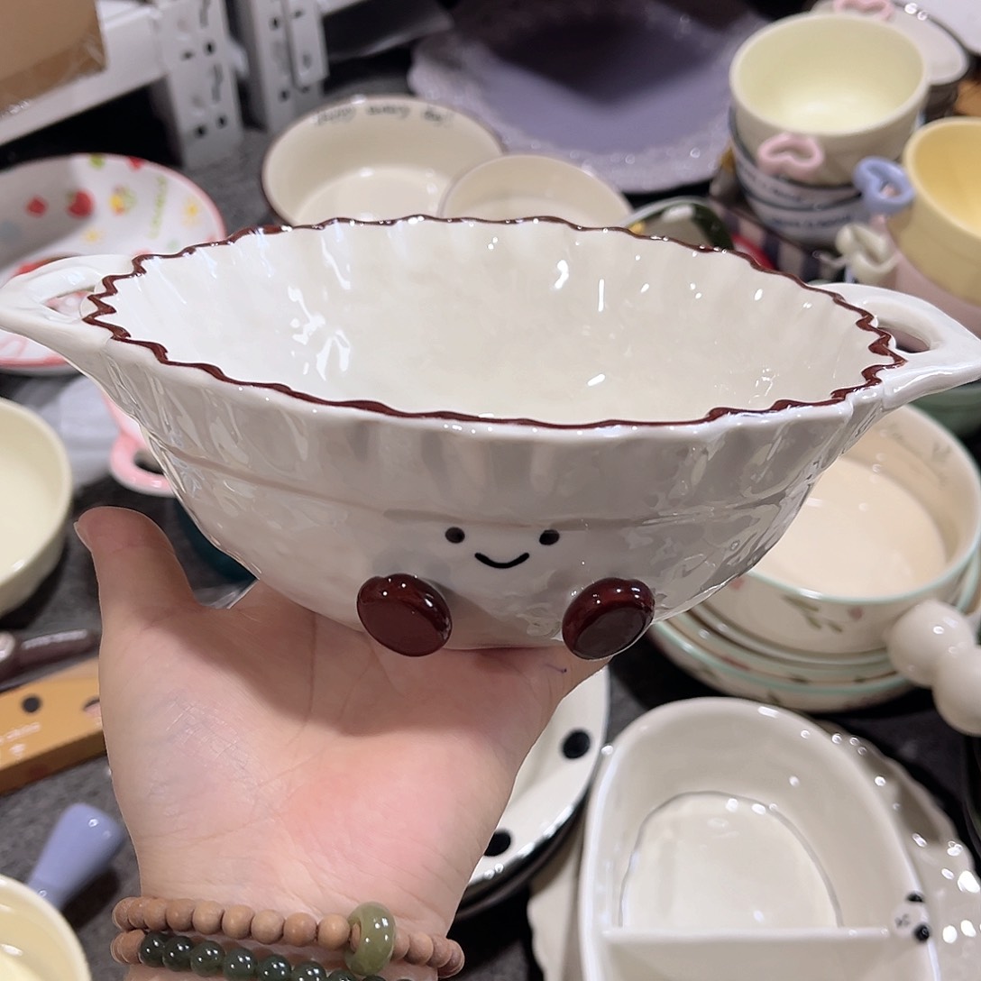 可爱豆豆双耳大汤碗