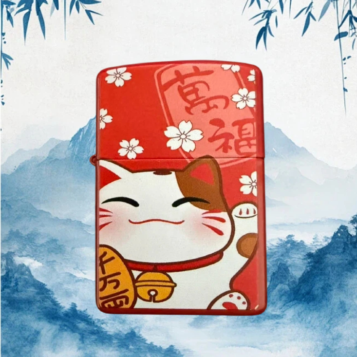 彩绘万福猫打火机 节日礼物送男友 无油