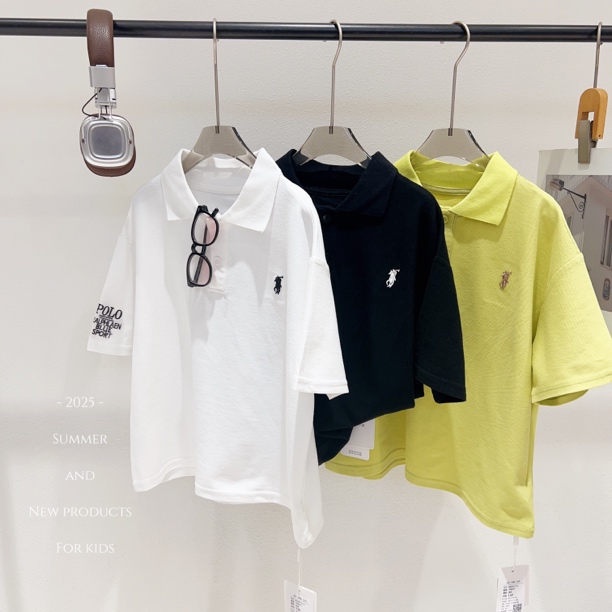 2025年夏季新款韩版百搭中大童刺绣POLO衫男女童上衣短袖880257