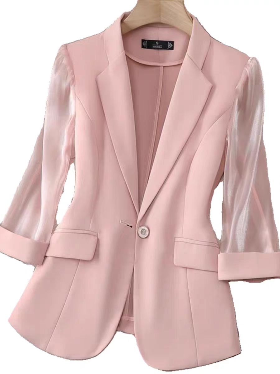 041女春秋粉色西服气质