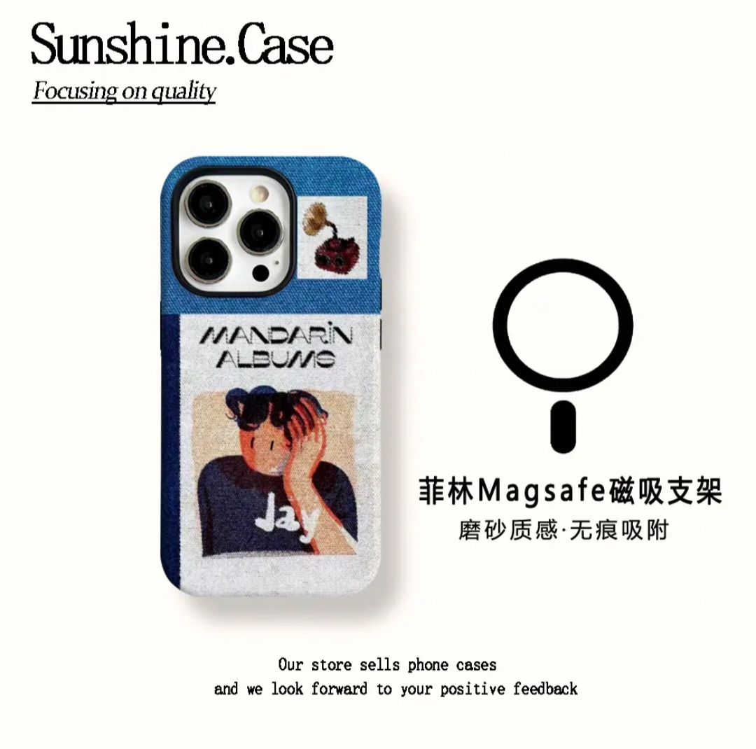 磁吸菲林二合一适用苹果华为vivo小米oppo手机壳布艺