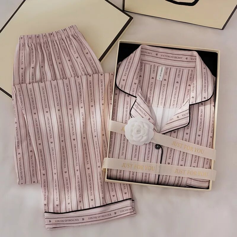 【粉丝带】睡衣女2025新款春秋季薄款长袖长裤可外穿家居服套装