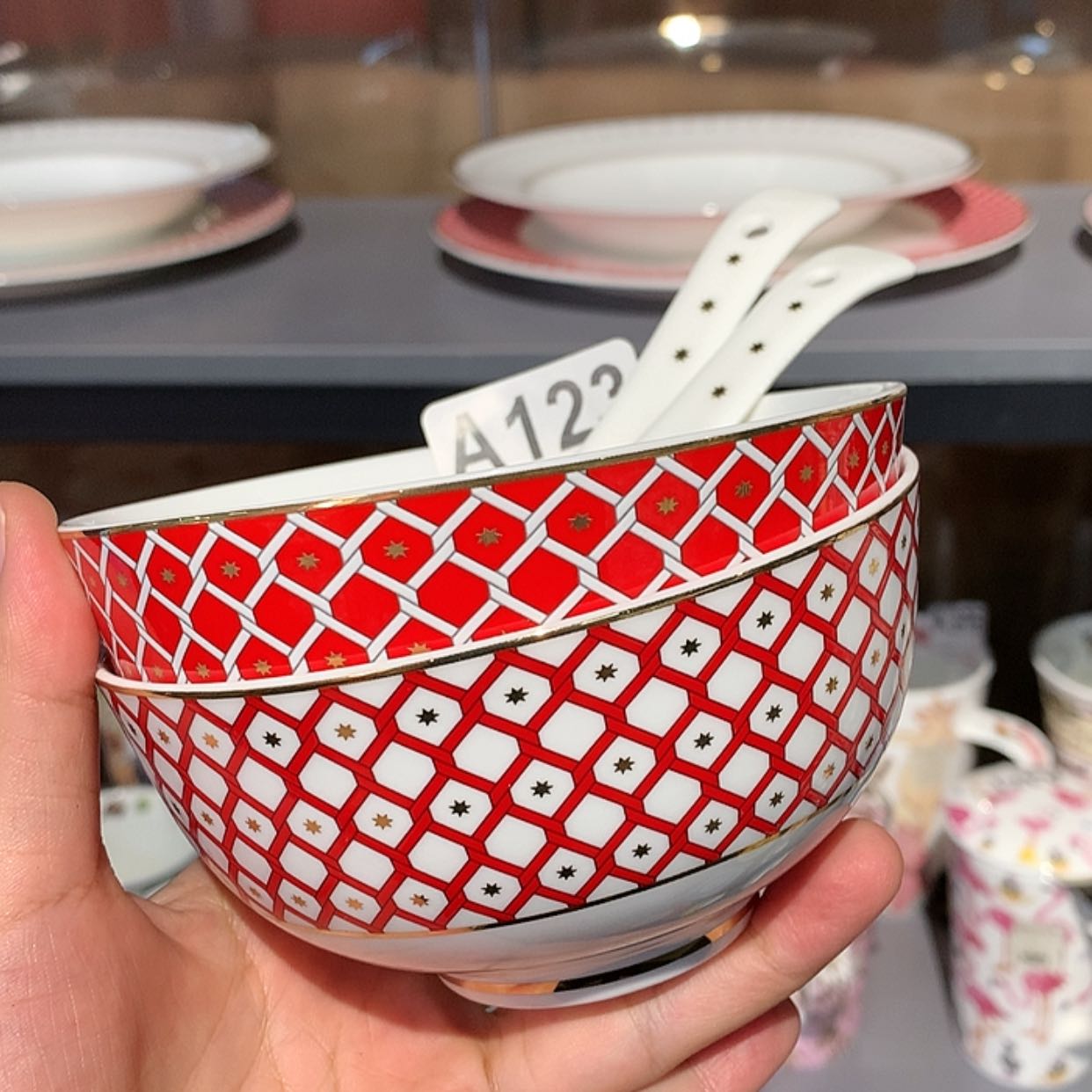 【闪购商品】瓷片簆***爷两个碗两个勺