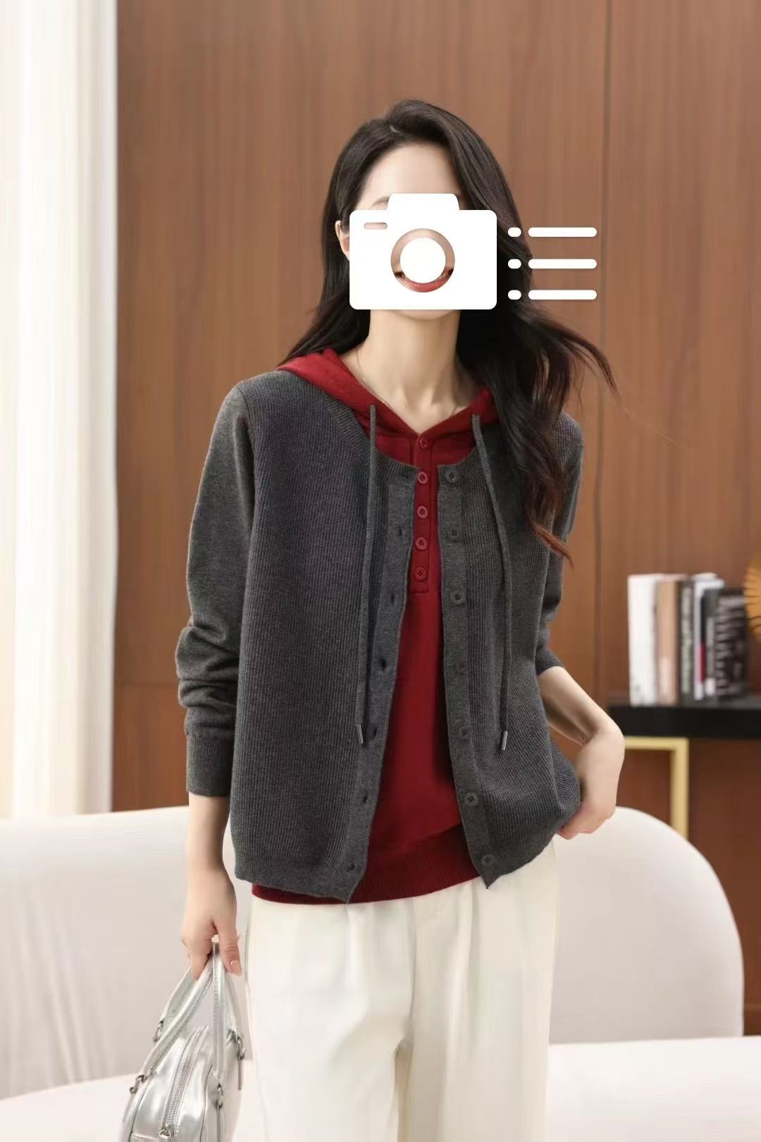 【嘉一定制】韩版时尚高级灰撞色假两件秋季新款上衣412