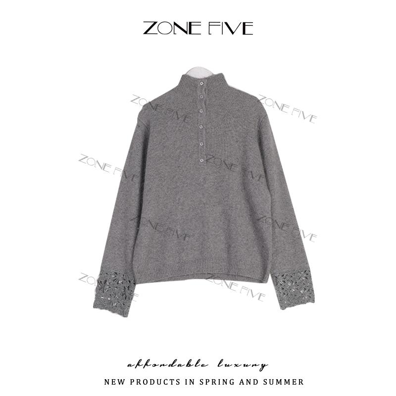 【zonefive】时尚花瓣袖毛针织衫长袖百搭网红套头毛衣上衣休闲秋冬