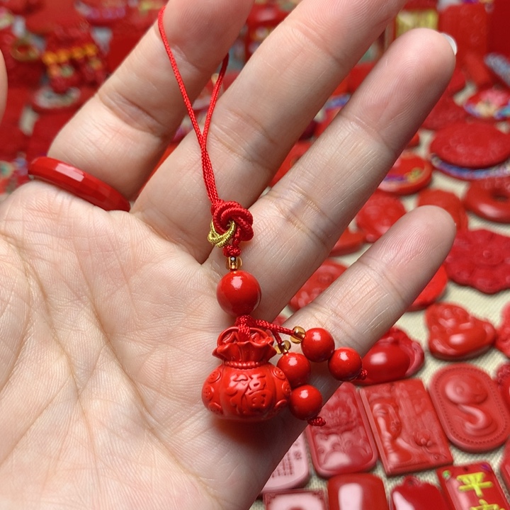 天然辰砂工艺品朱砂手机坠