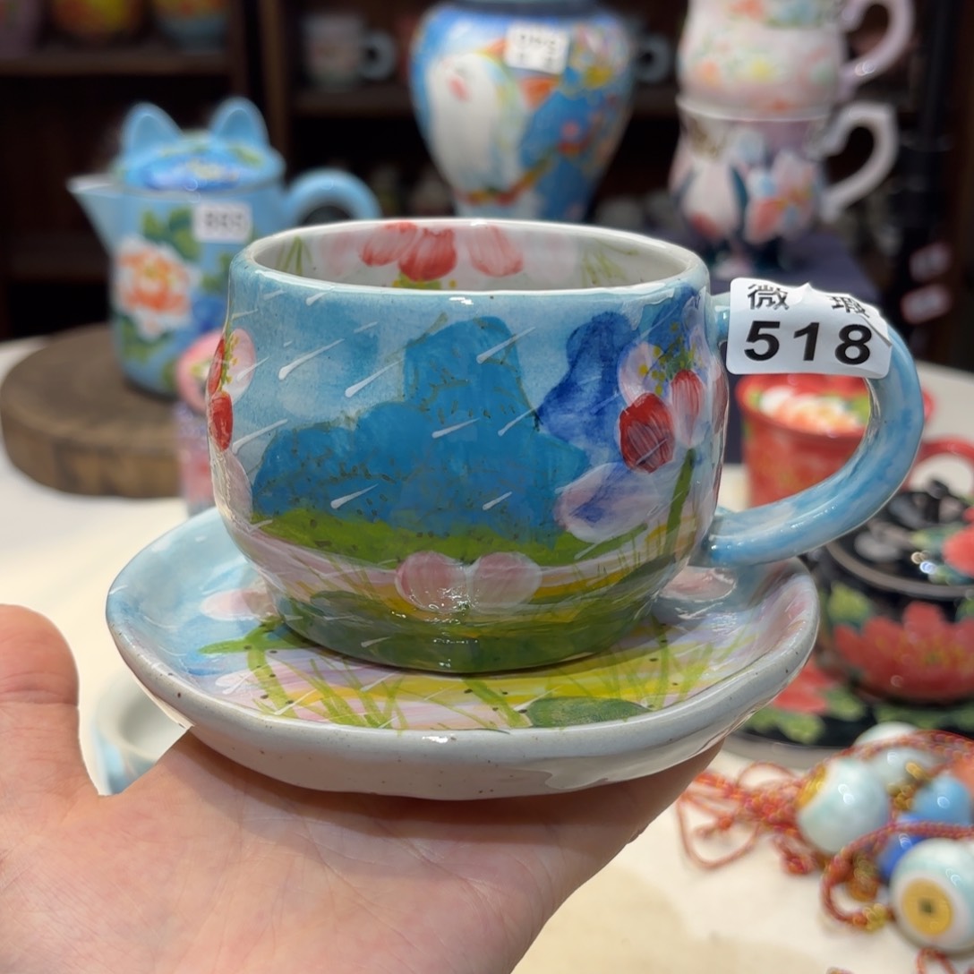 景德镇手绘高温釉下彩陶瓷茶具