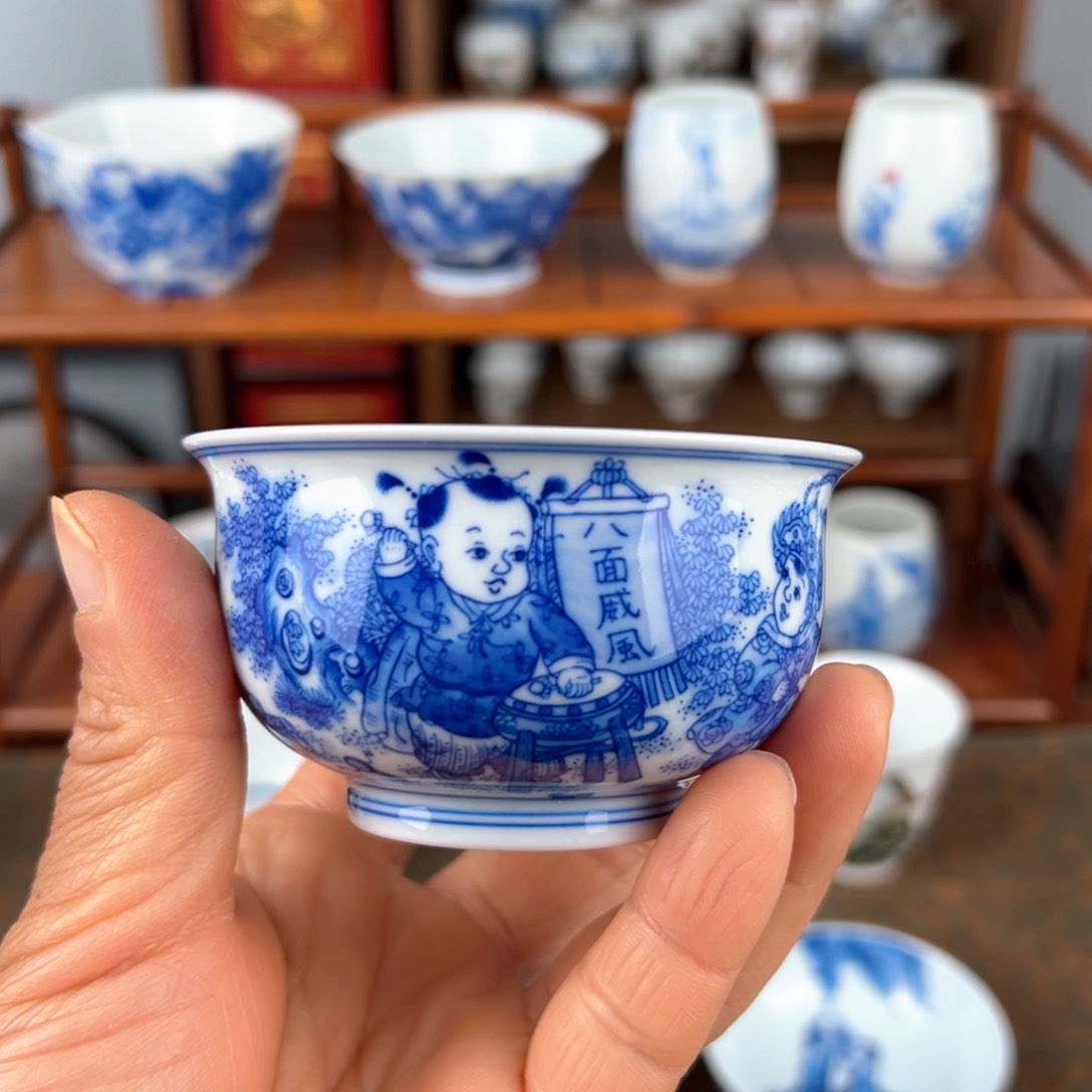 【闪购商品】简*道景德镇青花童子主人杯