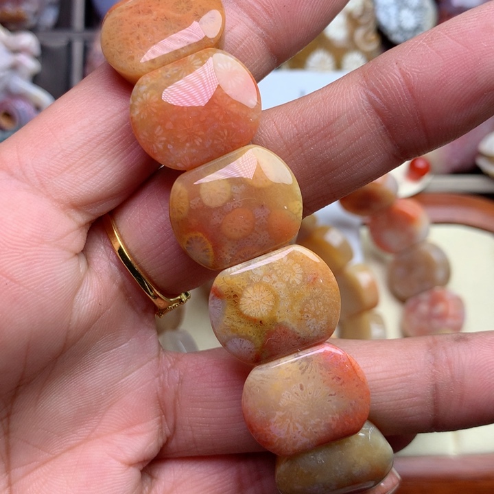 硅化珊瑚（珊瑚玉）颈饰未镶嵌