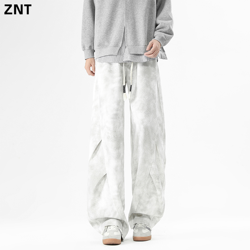 ZNT美式复古高街脏脏休闲工装裤25春秋新款宽松直筒百搭阔腿长裤 