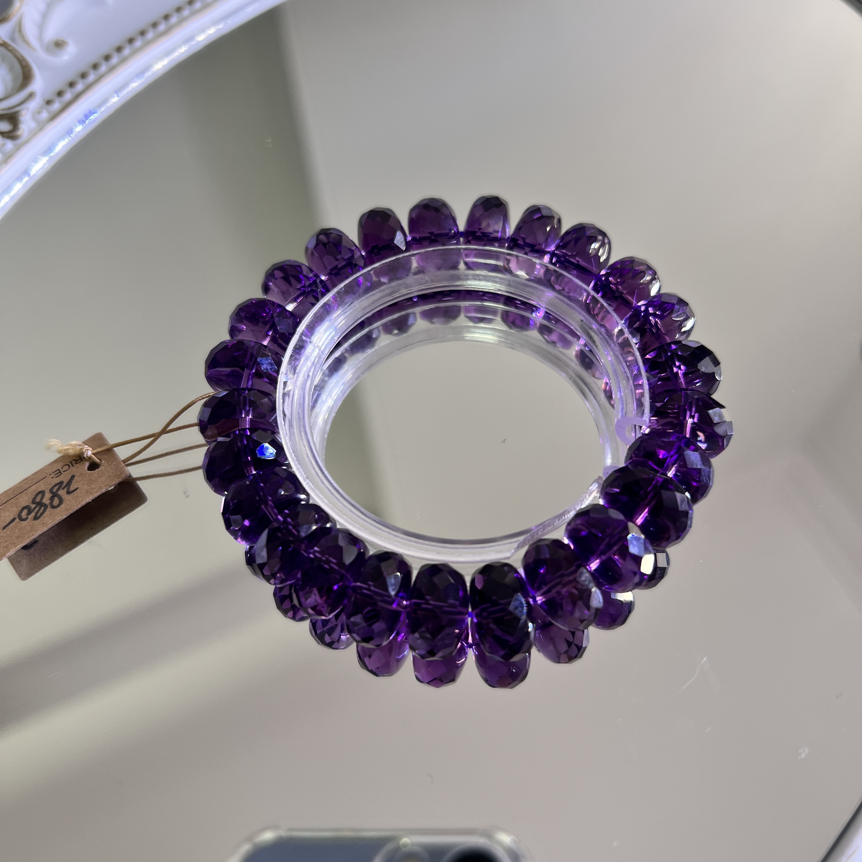 天然巴西收藏级算盘紫水晶浓郁紫巴西紫水晶手链